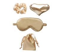 Hemobllo Juego de 4 Antifaces para Descansar de Seda Artificial Bolsa y Banda para Pelo que Relajan y Ocular Descanso Cómodo y Reparador