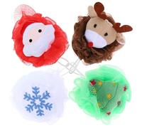 Hemobllo Juego de 4 Esponjas de Baño Navideñas Exfoliantes Diseño de Santa Claus Árbol de Navidad Copo de Nieve y Reno Esponjas de Lufa para Ducha Estropajos Corporales para Cuidado