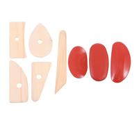 Hemobllo Juego de 8 Herramientas para Esculpir Arcilla Mango de Madera y Raspadores de Goma, Modelador de Cerámica para Tallar y Decorar, Accesorios para Manualidades y Arte de Cerámica