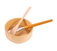 Hemobllo Juego de Cuencos Madera 3 Piezas Incluye Espátula y Cepillo Herramientas Reutilizables para Cuidado Facial Kit Diy para Mujeres