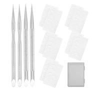 Hemobllo Juego de Herramientas de Manicura Empujador de Cutículas de Acero Inoxidable 2 Sets 50 Pulidores de Grano Grueso y 50 Finos Compacto para Cuidado y Pulido de Uñas Acrílicas y