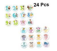 Hemobllo Juego De Piezas infantil pegatinas mensual Recuerdos Hola edad equipo decoración nombre primero mes animales bebé present pegarinas etiquetas adhesivas recién nacido pegatinas