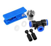 Hemobllo Kit de Accesorios de Riego de Conexión Rápida Acero Inoxidable | Adaptadores de Rosca Interna y Externa, Conectores en T, Tapones y Juntas, para Mangueras y Tubos PVC