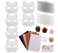 Hemobllo Kit de Máscara de Gato Blanco para Pintar con Fieltro y Plástico, Accesorio Creativo para DIY y Disfraces de Halloween para Gatos