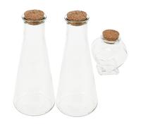 Hemobllo Kit para Ceremonia de Arena de Boda 3 Frascos de Vidrio Tapón de Corcho Incluye 2 Botellas Cónicas y 1 Frasco Forma de Corazón Decorativo Manualidades