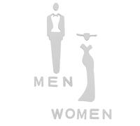 Hemobllo Letreros de Baño Acrílicos 20x6 Cm para Hombres y Mujeres, Señalización Adhesiva Doble Cara, Diseño 3d Plata, Indicativos para Oficinas, Restaurantes y Espacios Públicos