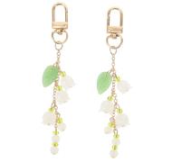 Hemobllo Llavero de Mujer Colgante Decorativo de Cristal en Forma de Lirio Valles, Juego de 2 Piezas, Ligero y Portátil para Bolso, Mochila y Uso Diario