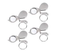 Hemobllo Llavero Lupa de Mano Plegable 10X Mini Lupa Portátil Metálica Resistente para Lectura Viajes y Joyería 4 Unidades Compactas para Inspección Detallada