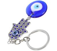 Hemobllo Llavero Metalico con Ojo Turco Azul con Incrustaciones de Diamantes Amuleto Protector para Llaves de Coche y Casa Colgante Duradero y Decorativo Unisex