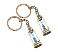 Hemobllo Llavero Metálico de Reloj de Arena Azul Vintage Pack 2 Unidades Colgante Pequeño para Llaves de Coche y Bolso Accesorio Estético Retro para Mujer y Hombre Adecuado para