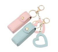 Hemobllo Llavero Porta Pintalabios y Monedero Compacto 2 Piezas Estuche para Brillo Labial Clip Colores Rosa y Verde Organizador Práctico para Bolso y Llaves