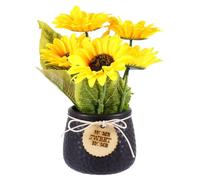 Hemobllo Maceta Decorativa de Cerámica con Bonsái Artificial de Girasol Simulado Americano para Interior Planta Artificial Realista sin Riego para Oficina y Hogar