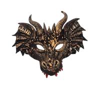Hemobllo Máscara de Dragón Halloween PU Ligera y Cómoda para Adultos y Disfraz Cosplay para Fiesta de Máscaras y Actuaciones