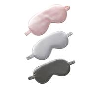 Hemobllo Máscara para Dormir Doble Faz Seda Sintética 3 Unidades (rosa 23, Plata, Gris Comercial) Transpirable Ajuste Elástico Bloqueo Total Luz para Viaje Descanso Relajación Uso Nocturno