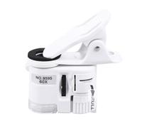 Hemobllo Microscopio Clip para Teléfono Móvil con Lupa de 60 Aumentos, Luz LED de Color Claro y Batería Incluida para Fotos y Video