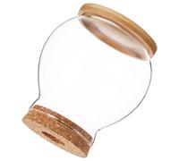 Hemobllo Mini Pecera de Vidrio con Tapa de Bambú para Peces Betta, Acuario Pequeño Hidropónico Elegante y Decorativo para Estantería y Oficina