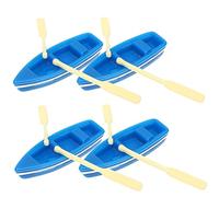Hemobllo Modelo De Barco Pesquero De Resina Azul Miniatura, con Doble De Madera, Decoración Náutica para Hogar y Oficina, Kit De 4 Piezas para Escenas Marinas y Bricolaje