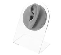 Hemobllo Modelo de Oído Derecho de Silicona Gris con Soporte Expositor para Pendientes y Práctica de Piercings Ayuda Didáctica para Estudios de Belleza y Cuidado Personal