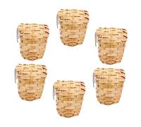 Hemobllo Nidos De Pájaro Tejidos a Mano De Bambú con Gancho, Tamaño 10x7x12 Cm, Refugio Natural para Aves Al Aire Libre, Adecuado para Jardín y Cría De Pájaros Pequeños