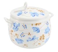 Hemobllo Olla de Cerámica para Estofado con Tapa Diseño de Orquídea y Patrón Dorado Resistente al Calor Colores Surtidos Apta para Cocinar a Fuego Lento en Hogar