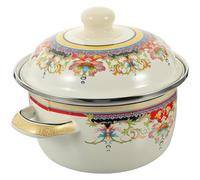 Hemobllo Olla de Sopa Doméstica Esmaltada de 1800ml Tapa y Doble Asa para Cocina Casera, Conservación de Calor y Superficie Lisa Color Aleatorio