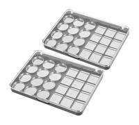 Hemobllo Paleta de Sombras de Ojos Vacía de 2 Piezas, Bandeja de Maquillaje Ligera y Versátil de As y Hierro para Uso DIY y Bolso Color Plata