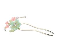 Hemobllo Palillo para Cabello Chino Borlas Verdes, Horquilla Estilo Antiguo Tamaño Mediano, Accesorio para Mujeres y Adolescentes en Fiestas Tradicionales