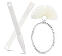 Hemobllo Palitos de Exhibición de Uñas con Anillo Metálico, 200 Piezas, Tamaño Abanico, Plástico Reutilizable, para Práctica de Manicura y Decoración de Uñas en Salones y Uso Personal