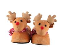 Hemobllo Pantuflas Cálidas de Peluche Diseño de Alce Talla Única Color Amarillo Zapatillas de Casa de Invierno para Mujer Suaves y Acogedoras para Uso en Interiores y Obsequio Navideño