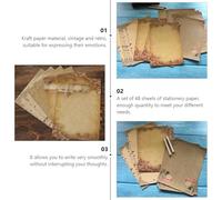 Hemobllo Papel de Papelería Kraft Vintage Estilo Europeo 48 Hojas Diseño Retro de Flores y Bordes Adecuado para Cartas Notas y Poemas en Ocasiones Obsequios