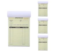 Hemobllo Paquete de 4 Libro de Facturas sin Carbono 2 Partes Blanco y Amarillo Papel Grueso y Páginas Suaves para Oficina y Almacén, Resistente al Uso Frecuente