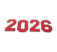 Hemobllo Parches Termoadhesivos Números Bordados 2026 Rojos Grandes, 4 Unidades para Planchar en Ropa Deportiva, Camisetas y Uniformes Escolares