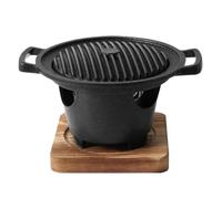 Hemobllo Parrilla de Barbacoa Interior Pequeña sin Humo con Placa de Inoxidable y Base Antideslizante Tabla de Madera Accesorios para Asador y Plancha para Grilling Furnace Doméstico