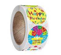 Hemobllo Pegatinas de Cumpleaños Autoadhesivas Redondas 1 Pulgada 25 CM para Sellado y Decoración 500 Unidades Material Resistente para Libros Botellas y Regalos