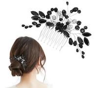 Hemobllo Peine para Cabello de Novia Negro Cristales de Imitación Accesorio Lateral Decorativo para Bodas y Eventos Peine para Mujer Diseño Elegante y Brillante