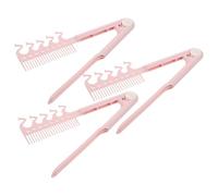 Hemobllo Peine Plegable Antiestático para Plancha de Pelo Forma de V Resistente al Calor Tamaño Compacto para Viaje 3 Unidades Rosa Peine Portátil para Mujer y Bolso