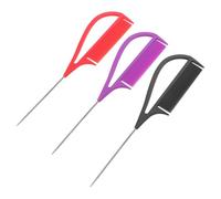 Hemobllo Peines de Peluquería Metálicos 3 Unidades en Morado, Negro y Rojo, para Trenzar y Separar Cabello, Uso en Salones para Reflejos y Trabajos de Tinte
