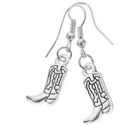 Hemobllo Pendientes Colgantes de Bota de Aleación Ligera y Elegante para Mujer Estilo Occidental Diseño en Color Plata, Decoración Maravillosa y Chic