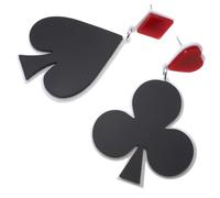 Hemobllo Pendientes Colgantes de Cartas de Juego para Mujer Pendientes Geométricos Asimétricos Acrílicos Diseño de Picas y Gemas Negro y Rojo Ligeros y Portátiles para Fiestas y