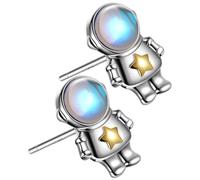 Hemobllo Pendientes de Astronauta Delicados para Mujer, Joyería de Moda en Acero Hipoalergénico, Tamaño Pequeño, Ligeros y Cómodos para Uso Diario y Fiestas