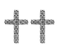 Hemobllo Pendientes de Botón Cruz para Mujer, Pequeños y Plateados, Estilo Minimalista Moderno, Piercings Cómodos para Uso Diario y Estudiantes, Joyería Ligera para Obsequio y Ocasiones