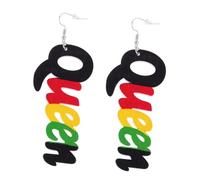 Hemobllo Pendientes de Madera Estilo Africano con Letra Reina Diseño Creativo y Elegante Ligeros y Cómodos para Mujeres Accesorios de Moda para Fiestas y Diario
