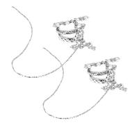 Hemobllo Pendientes sin Perforación Clip Largos de Cadena y Borlas, Puños de Oreja para Mujer en Plata, Accesorio Colgante Elegante para Fiesta y Uso Diario, Pack 2 Piezas