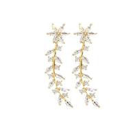 Hemobllo Pendientes Trepadores Con Flores Llenos De Gemas De Imitación Dorados, Joyas Elegantes De Metal Para Mujer, Ideales Para Novia y Bodas, Estilo Europeo, Diseño Cómodo y Moderno