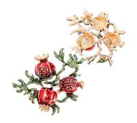 Hemobllo Pin de Aleación Rojo Diseño de Granada 2 Piezas para Mujer, Estilo Chic y Cómodo, Adecuado como Obsequio Madres en Navidad o Aniversario