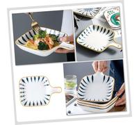 Hemobllo Plato para Horno y Microondas de Estilo Nórdico Plato Decorativo para Postres y Aperitivos Diseño con Mango para Cenas y Almacenamiento Resistente y Seguro para Uso Diario