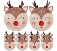 Hemobllo Platos de Papel Desechables para Fiesta Navideña Pack 10 Unidades Diseño de Reno Tamaño Mediano Vajilla Temática para Cenas Postres y Eventos Festivos de Navidad