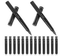 Hemobllo Pluma Estilográfica Portátil Bolígrafo de Viaje Ef 0,38mm Negro Abs y Carbono Ligera, para Escribir Deberes en Pupitre Escolar