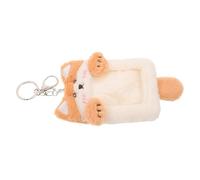 Hemobllo Porta Credencial de Felpa Suave con Llavero, Funda para Tarjetas K-pop Tamaño 15 X 10 Cm, Diseño de Gato Kawaii, Protector Antirrayas Portátil para Estudiantes y Viajes