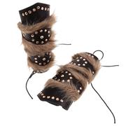 Hemobllo Protectores de Muñeca Medievales Vintage de Piel Sintética Negra Tachuelas y Peluche Par de Brazaletes para Traje Renacentista Accesorios Cosplay Vikingos para Fiestas y